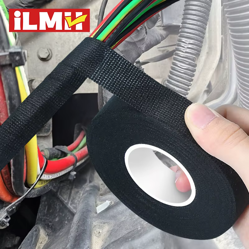 iLMH High Temperature Wire Harness Cloth Tape Automotive Cable Loom Heatproof Fabric Adhesive Tape, Engine Electrical Insulation
