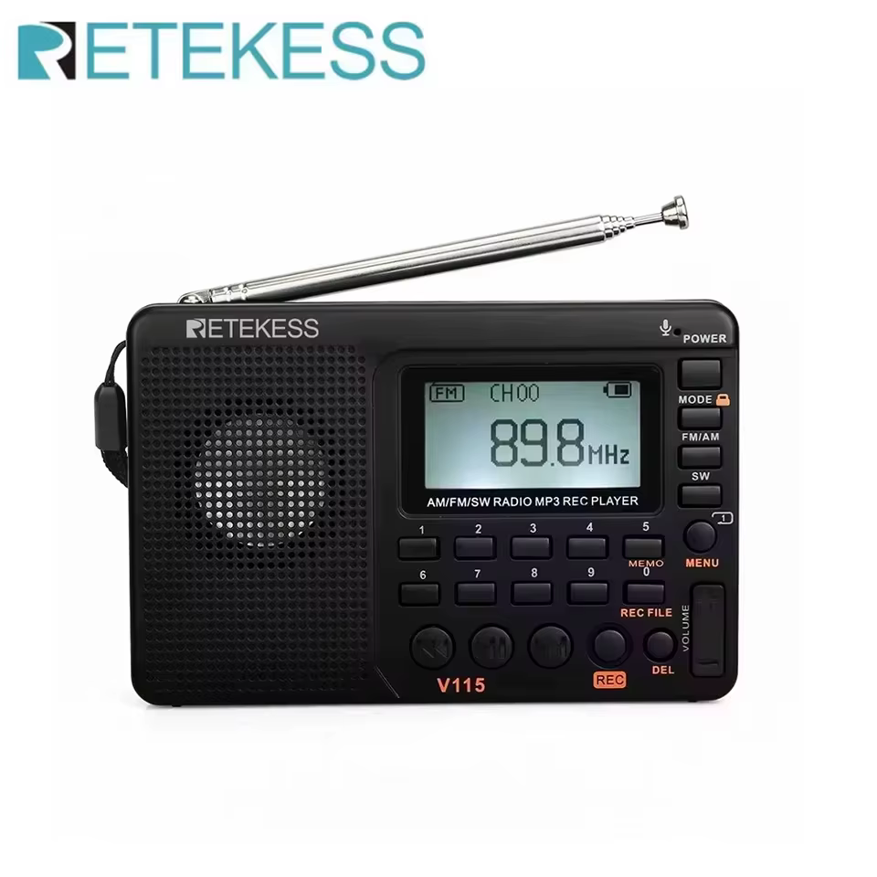 Radio V115 AM/FM przenośne, 100 stacji, ładowanie USB