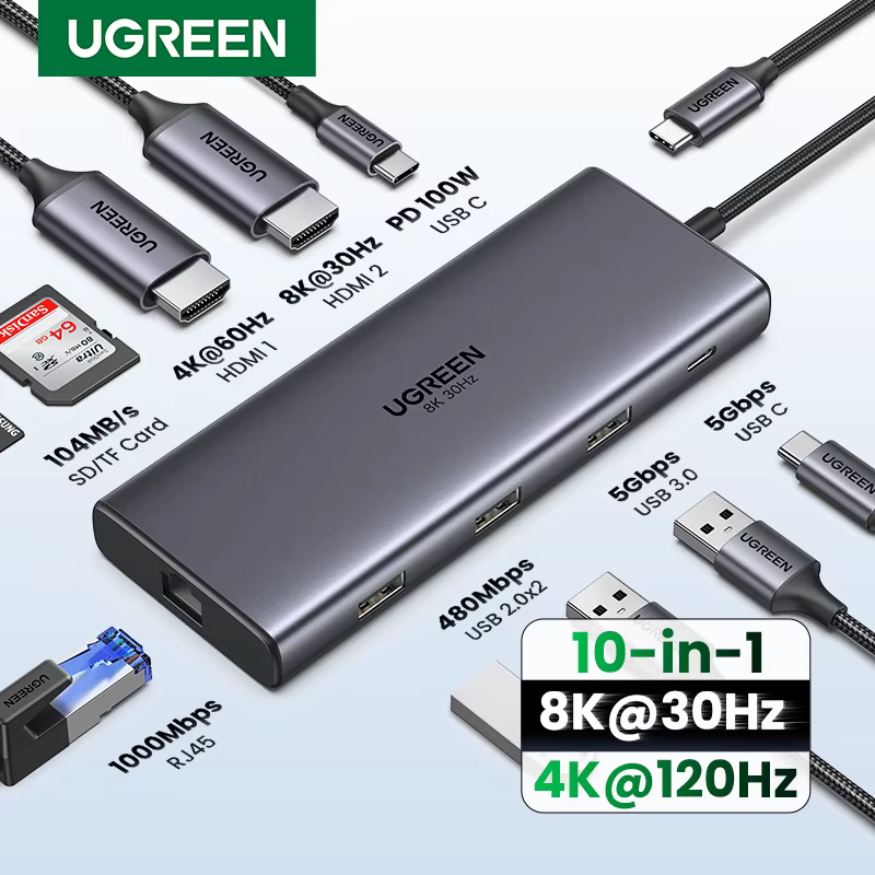 UGREEN Dual HDMI USB-C HUB 10-in-1 8K 4K