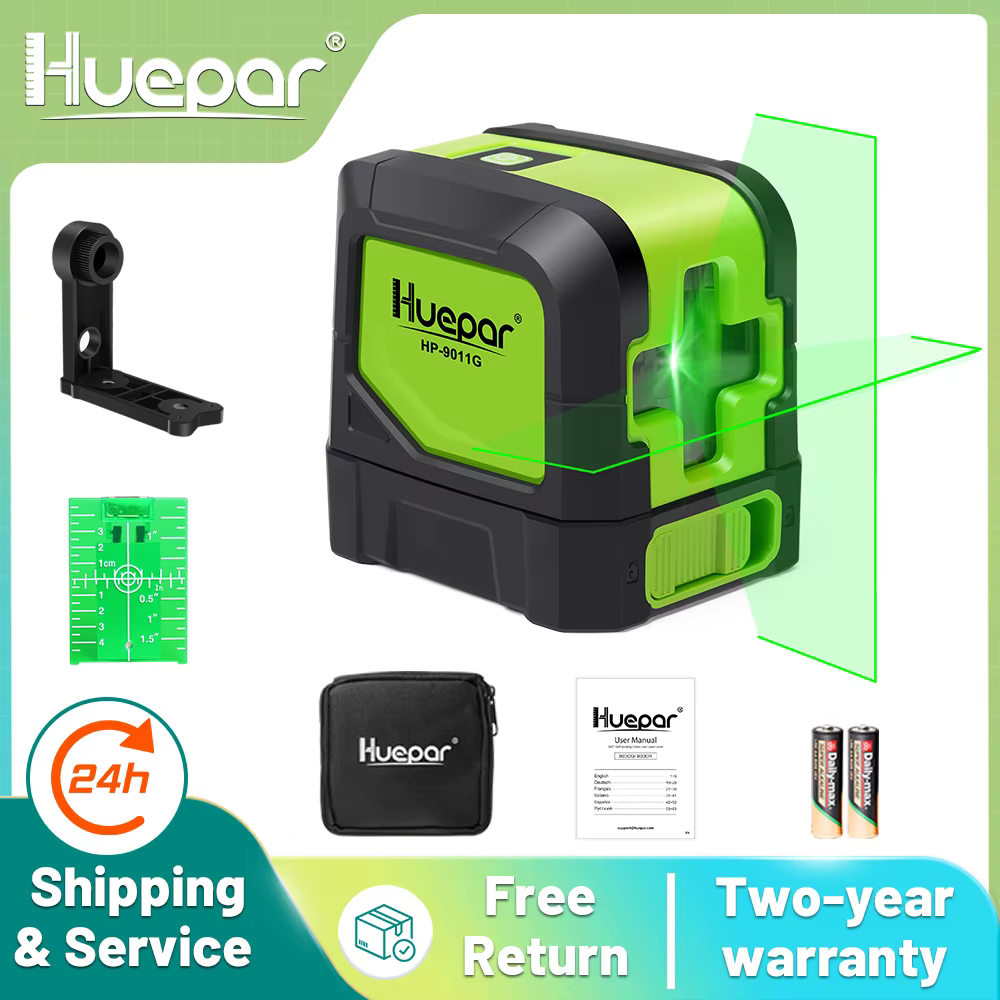 Huepar-Samopoziomująca (4 stopnie) poziomica laserowa, czerwony i zielony laser, 2 wiązki, pomiar poziomy, pionowy i krzyżowy, magnetyczna podstawa - AliExpress 1420