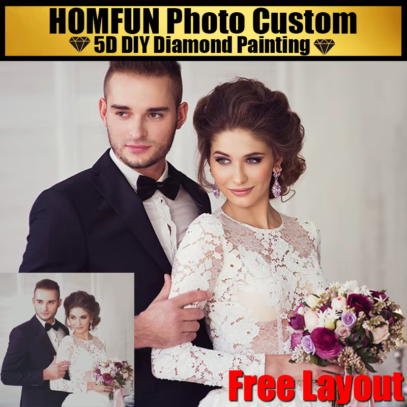 HOMFUN DIY ZDJĘCIE Niestandardowe malowanie diamentowe obraz dżetów diamentowy haft koraliki prezent ścieg krzyżykowy 5D Home Decor - AliExpress 15