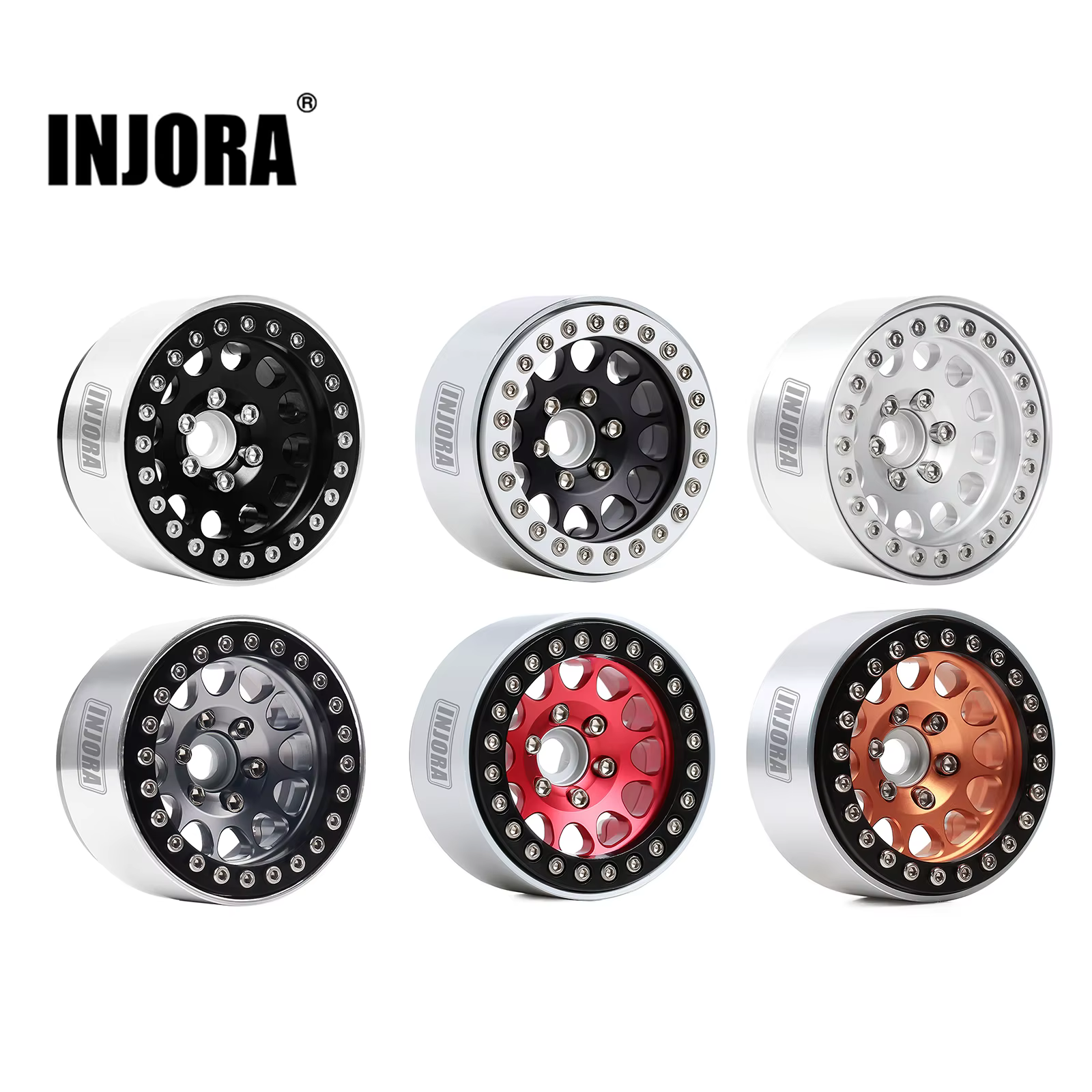 INJORA 4szt CNC Aluminum Alloy 1.9 Beadlock Wheel Rim dla 1/10 RC Crawler Car Axial SCX10 90046 AXI03007 TRX4 VS4-10 Redcat Gen8 - AliExpress 26