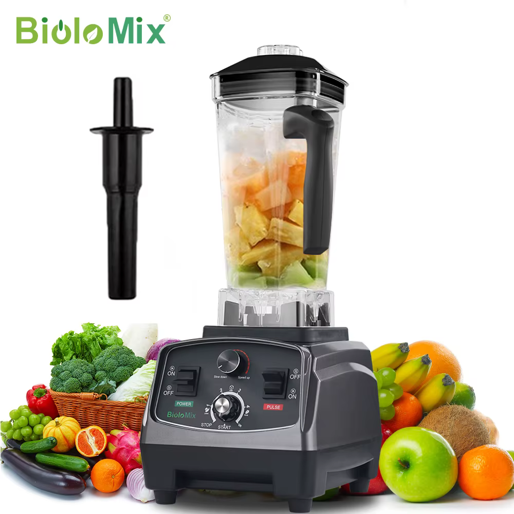 BioloMix 3HP 2200W Wytrzymały blender czasowy Mikser Sokowirówka Robot kuchenny Lodowe koktajle Bez BPA Słoik 2L