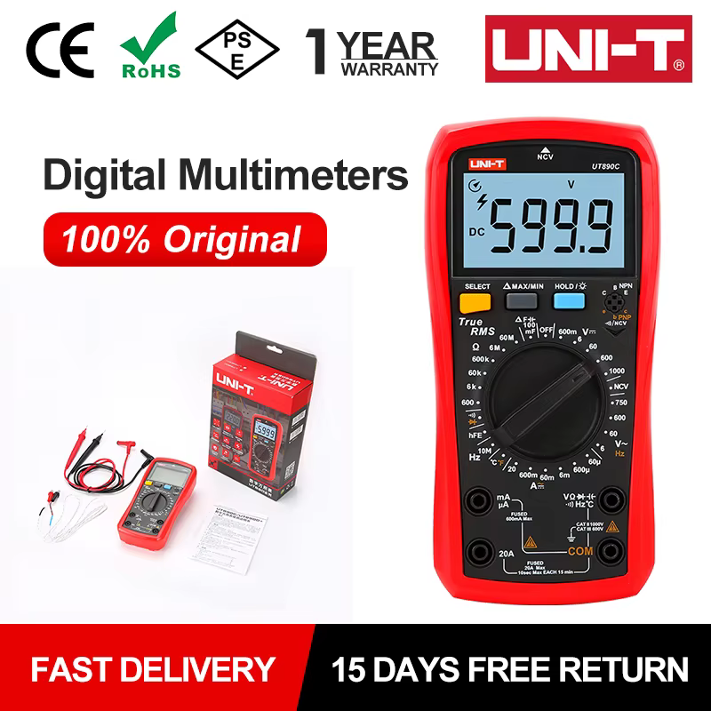 UNI T multimetr cyfrowy UT890C UT890D + 6000 zliczeń ręczna częstotliwość temperatura napięcie amperomierz AC DC DMM tester kondensatorów NCV