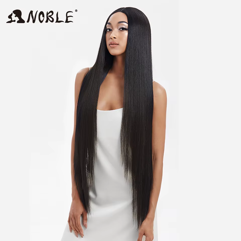 Sztuczne peruki 38 cali z koronką, proste, blond ombre
