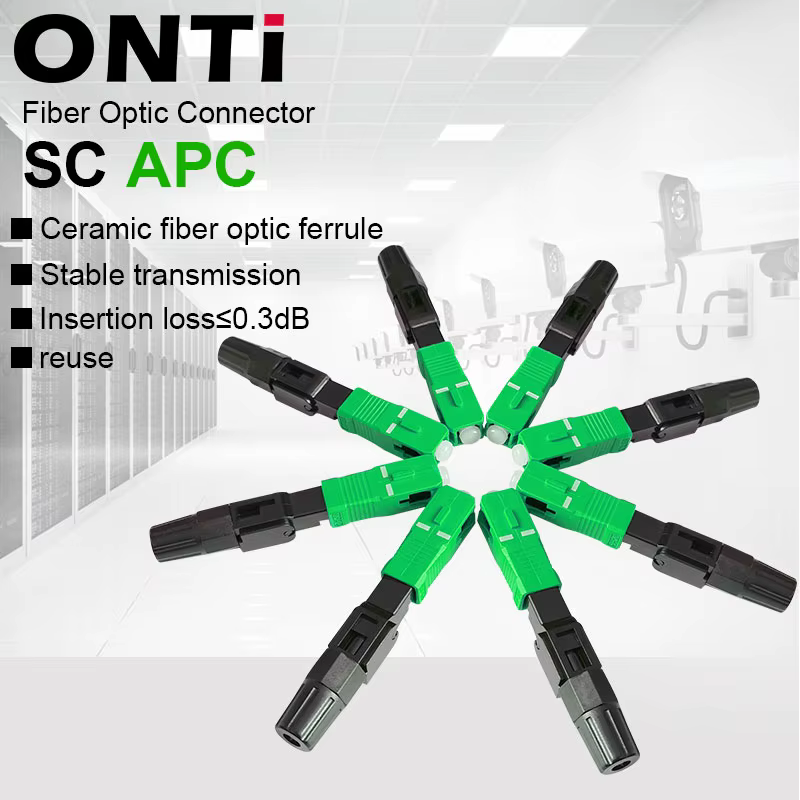 ONTi 50-400 sztuk SC APC szybkie złącze światłowodowe jednomodowy adapter światłowodowy FTTH szybkie złącze światłowodowe montaż terenowy - AliExpress 509