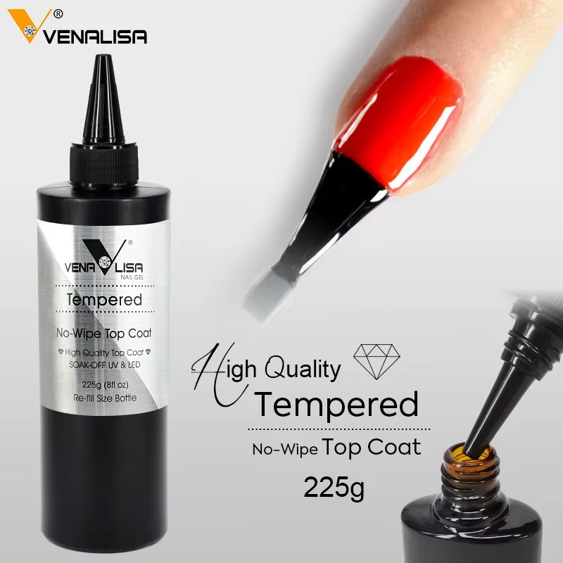 Venalisa Brand 225g Super Quality Nail Art Soak Off UV/LED No Wipe Top Coat Base Coat bez lepkiej warstwy hartowane TopCoat