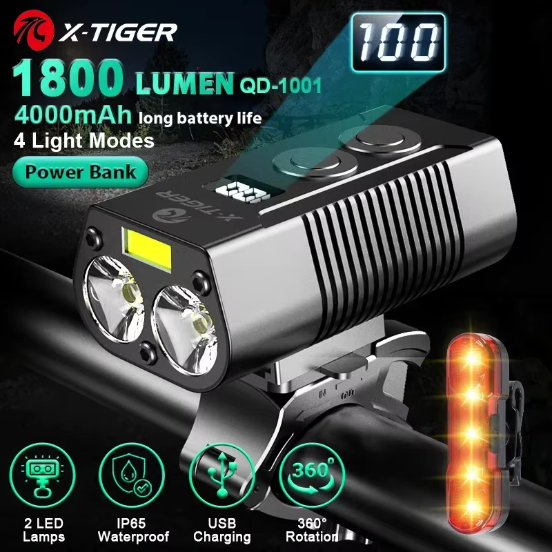 X-Tiger latarka rowerowa 1800 lm z akumulatorem 5200 mAh