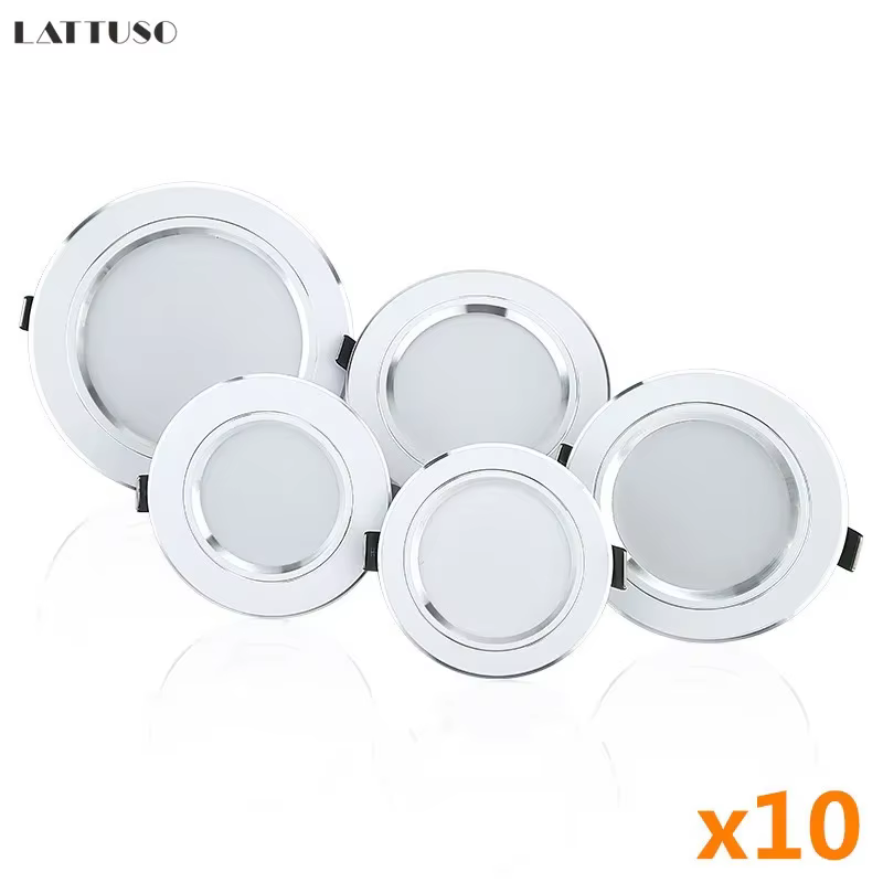 10szt/lot LED Downlight 5W 9W 12W 15W 18W Wpuszczana okrągła lampa sufitowa LED AC 220V-240V Oświetlenie wewnętrzne Ciepła biel Zimna biel - AliExpress 39