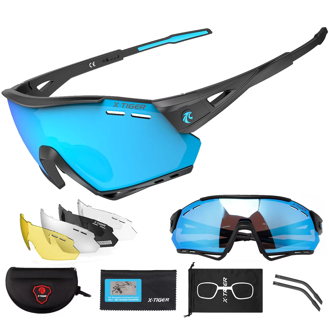 X-TIGER okulary rowerowe 5 soczewek spolaryzowane UV400