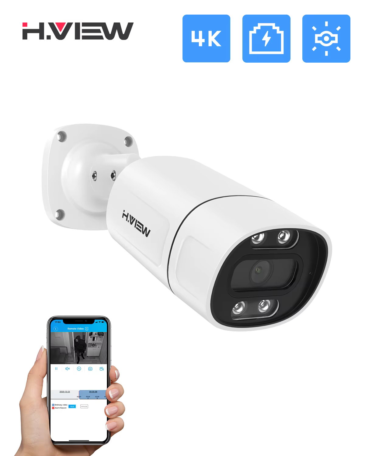 Kamera IP 8MP H.265 z wykrywaniem twarzy, IP66, POE