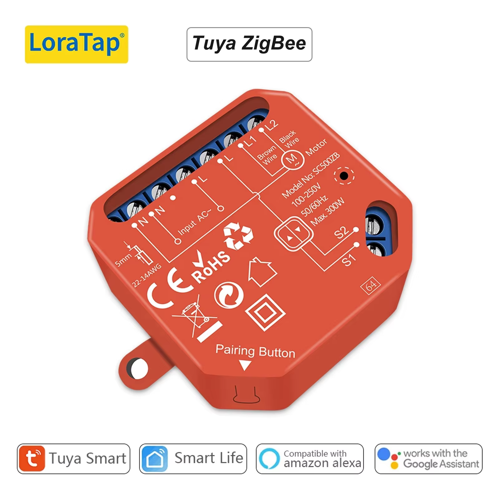LoraTap ZigBee 3.0 przełącznik rolety z Alexa, Google Home